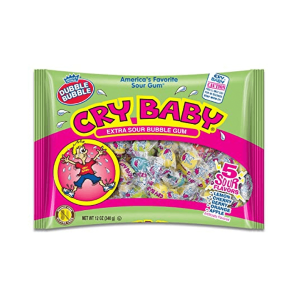 Dubble Bubble Cry Baby Extra Sour Bubble Gum 12x12oz-min