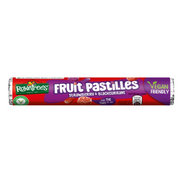 Rowntree Fruit Pastilles Strawberry & Blackcurrant Tubes British 32x50g-min