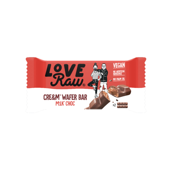 Love Raw Vegan Cream Wafer Bar Milk Chocolate British 12x43g-min