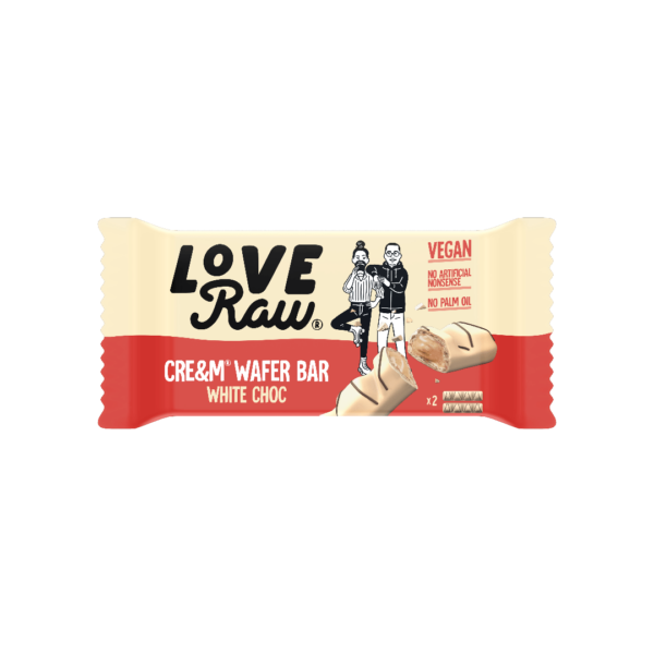 Love Raw Vegan Cream Wafer Bar White Chocolate British 12x43g-min