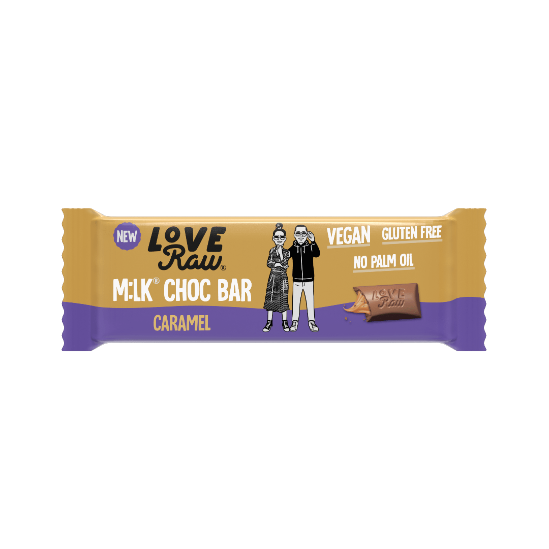 Love Raw Vegan Milk Chocolate Bar Caramel British 20x30g Pacific
