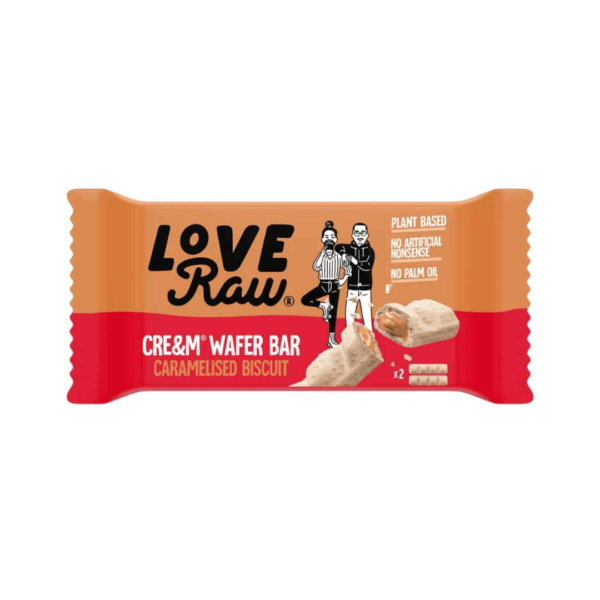 Love Raw Caramelised Biscuit Cream & Wafer Bar British 12x45g-min