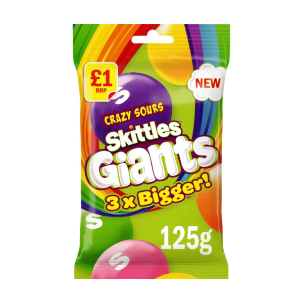 Skittles Giants Crazy Sours Price Marked British 12x125g-min