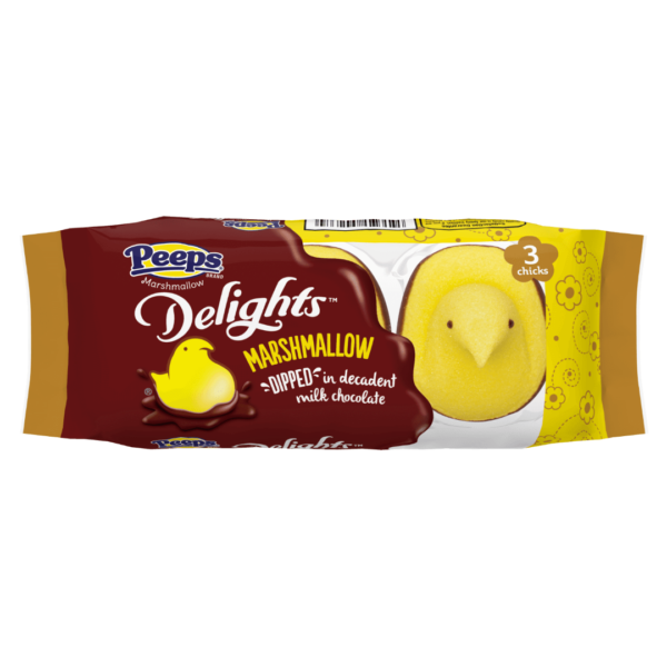 Just Born Peeps Delights Chicks Yellow Milk Chocolate Dipped Three Pack Easter 72x1.5oz-min