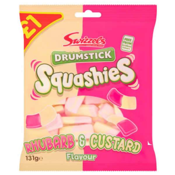 Swizzels Drumstick Squashies Rhubarb & Custard Price Marked 12x131g-min