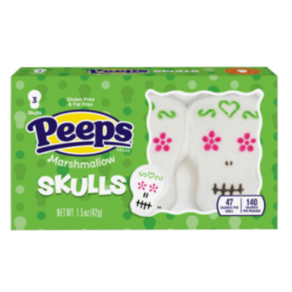 Just Born Peeps Marshmallow Skulls Three Pack Halloween 24x1.5oz-min