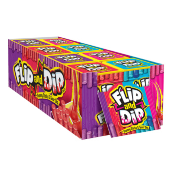 Foreign Candy Flip and Dip Gummy Sticks Sour Dip 8x3.4oz-min