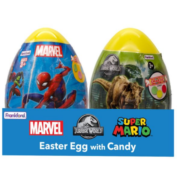 Frankford Giant Plastic Eggs Super Mario, Marvel Universe and Jurassic Easter 8x2.86oz