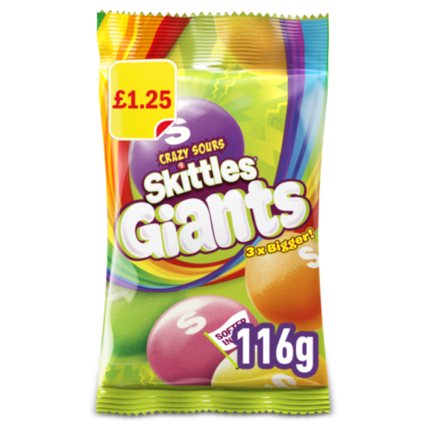 Skittles Giants Crazy Sours Price Marked British 14x116g