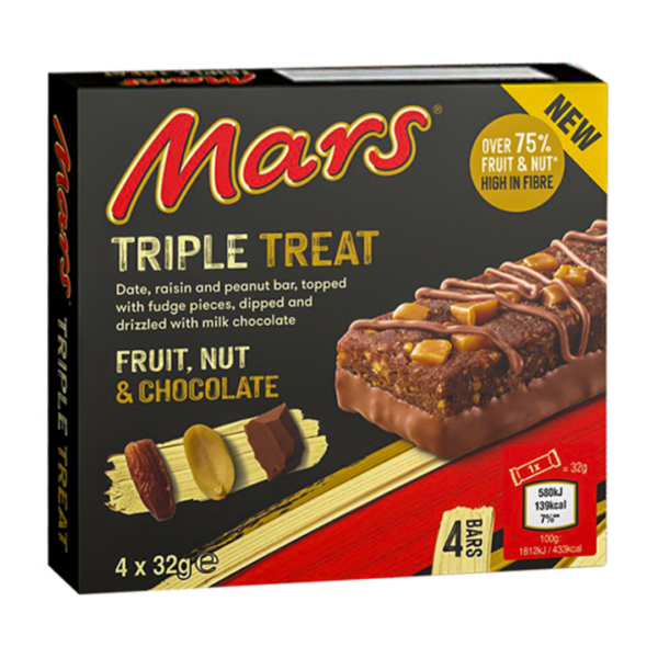 Mars Triple Treat Fruit Nut and Chocolate British 10x4x32g Pacific
