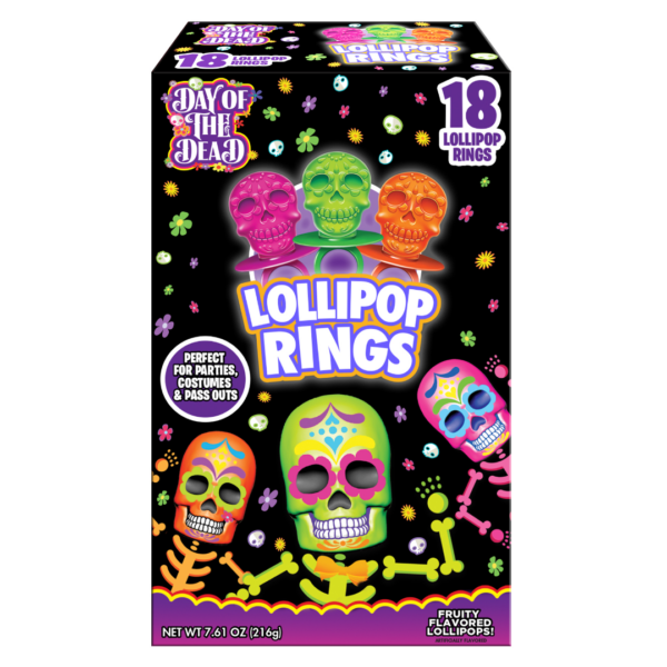 Day of the Dead Lollipop Rings Box Halloween 18x7.61oz