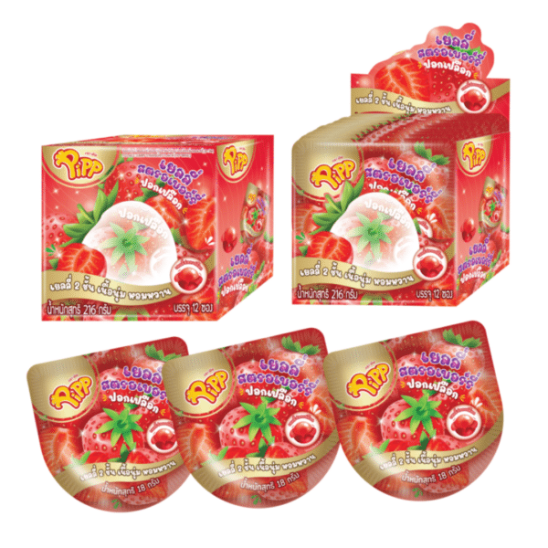 Pipp Peelable Gummy Candy Strawberry Thailand 12x40g