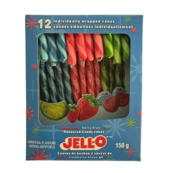 Kraft Jell-O Candy Canes Strawberry Berry Blue Lime Twelve Pack Christmas 12x12.5g