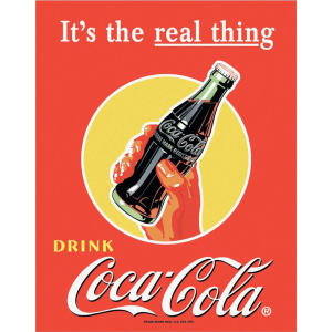 Metal Sign Coca Cola It's the Real Thing 16"x12.5"