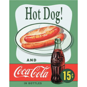 Metal Sign Coca Cola and Hot Dog 16"x12.5"