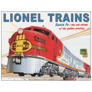 Metal Sign Lionel Trains Santa Fe 16"x12.5"