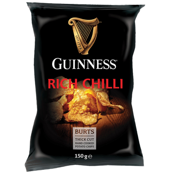 Burts Guinness Rich Chilli Hand Cooked Potato Chips British 10x150g