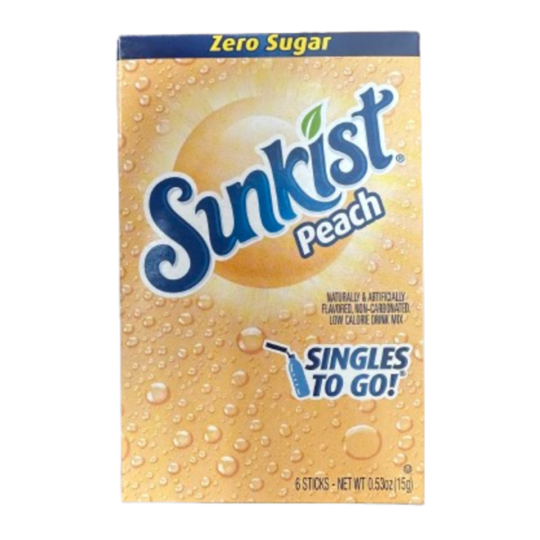Sunkist Singles To Go Peach Zero Sugar 12x6