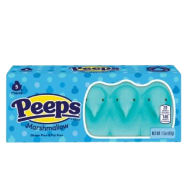 Just Born Peeps Marshmallow Chicks Blue Five Pack Easter 24x1.5oz