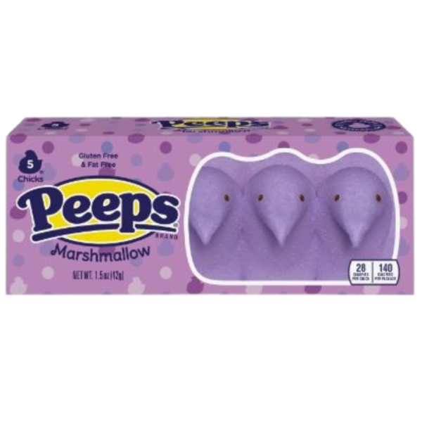 Just Born Peeps Marshmallow Chicks Lavender Five Pack Easter 24x1.5oz