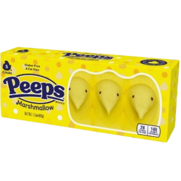 Just Born Peeps Marshmallow Chicks Yellow Five Pack Easter 24x1.5oz