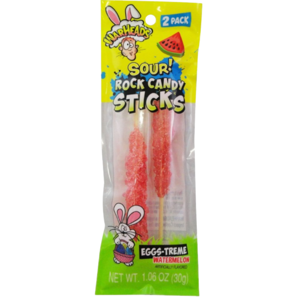 Hilco Warheads Easter Sour 2Pk. Rock Candy Sticks Peg Bag 24x1.06oz