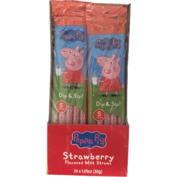 Peppa Pig Dip & Sip Milk Straws Strawberry Five Pack 24x30g