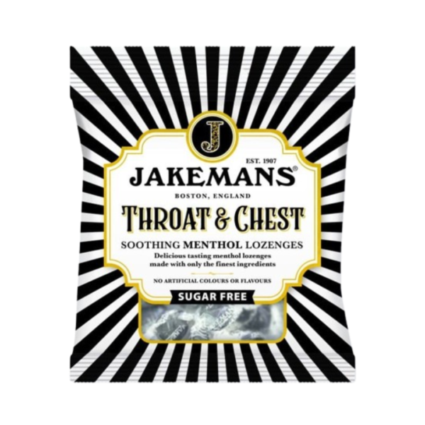 Jakemans Thorat & Chest Soothing Menthol Lozenges Sugar Free British 12x50g