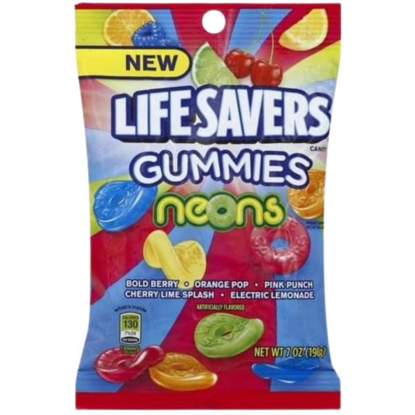 Life Saver Gummies Neons Peg Bag 12x7oz