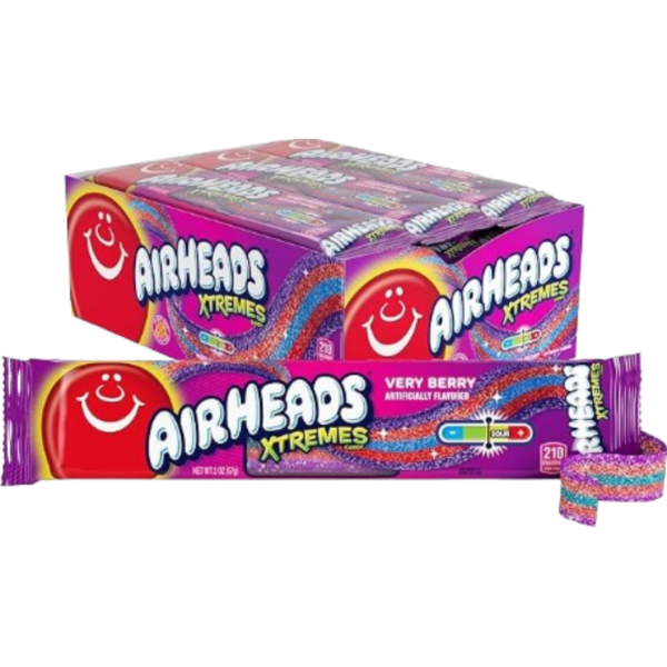 Airheads Xtreme Sour Belts Very Berry 18x2oz