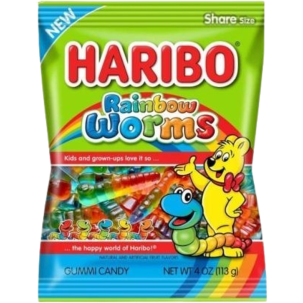 Haribo Rainbow Worms Peg Bag 12x4oz