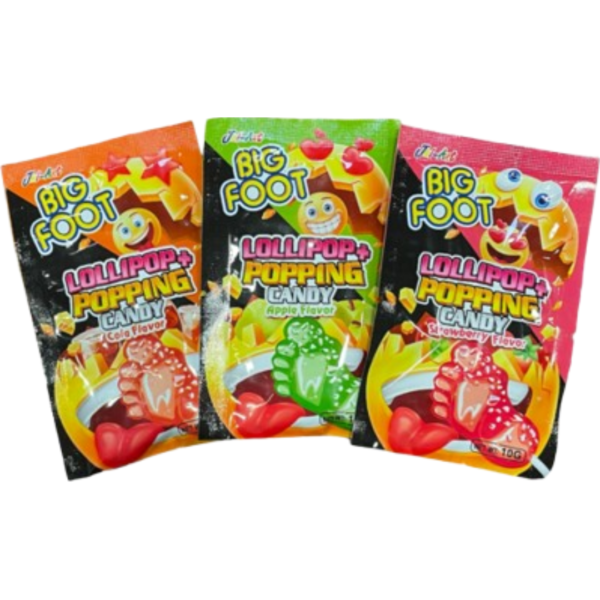 Jai-Ant Big Foot Popping Candy and Lollipop Strawberry Thailand 12x10g
