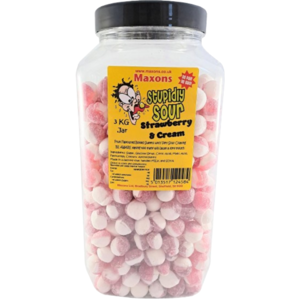 Maxon's Stupidly Sour Strawberry & Cream Jar British 3kg