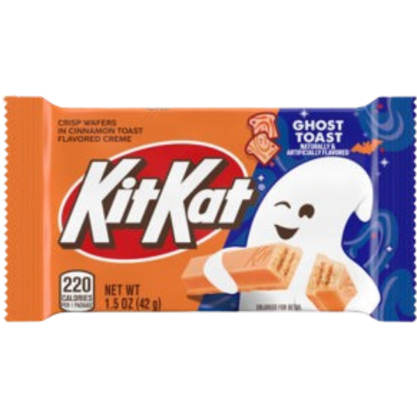 Hershey KIT KAT Ghost Toast (Crisp Wafers In Cinnamon Toast Flavored Creme) Standard Bar, 24x1.5oz