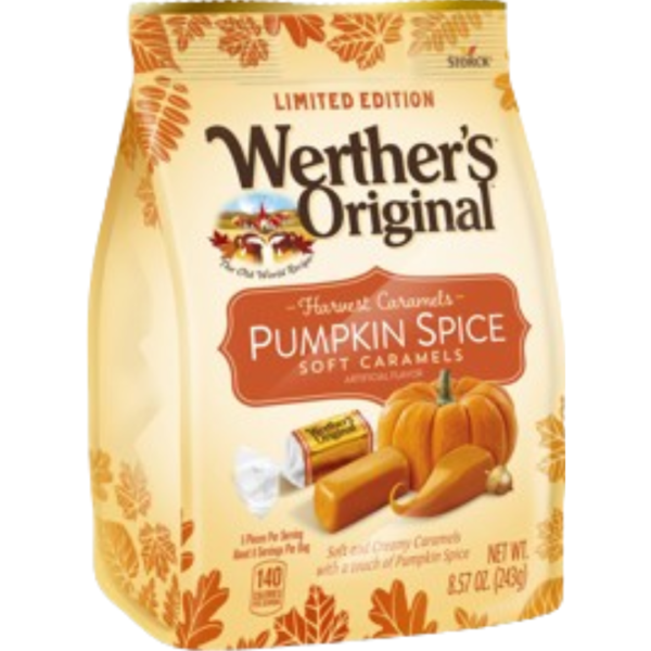Werther's Original Soft Pumpkin Spice Caramels Stand Up Bag Halloween 8x8.57oz