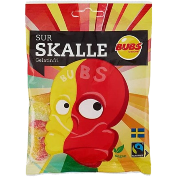 Bubs Foam Skulls Sour Fruity Swedish Peg Bag 16x90g