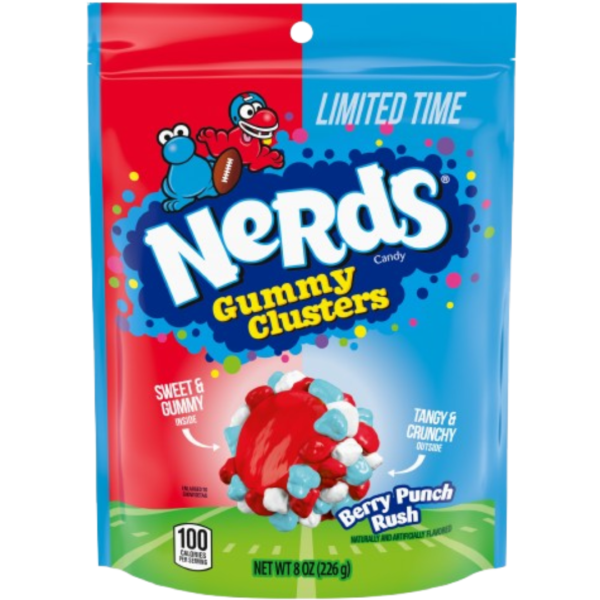 Ferrara Nerds Gummy Clusters Berry Punch Rush Resealable Bag 6x8oz