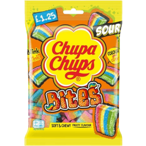 Chupa Chups Sour Mini Bites Bag Pre Priced British Peg Bag 12x120g
