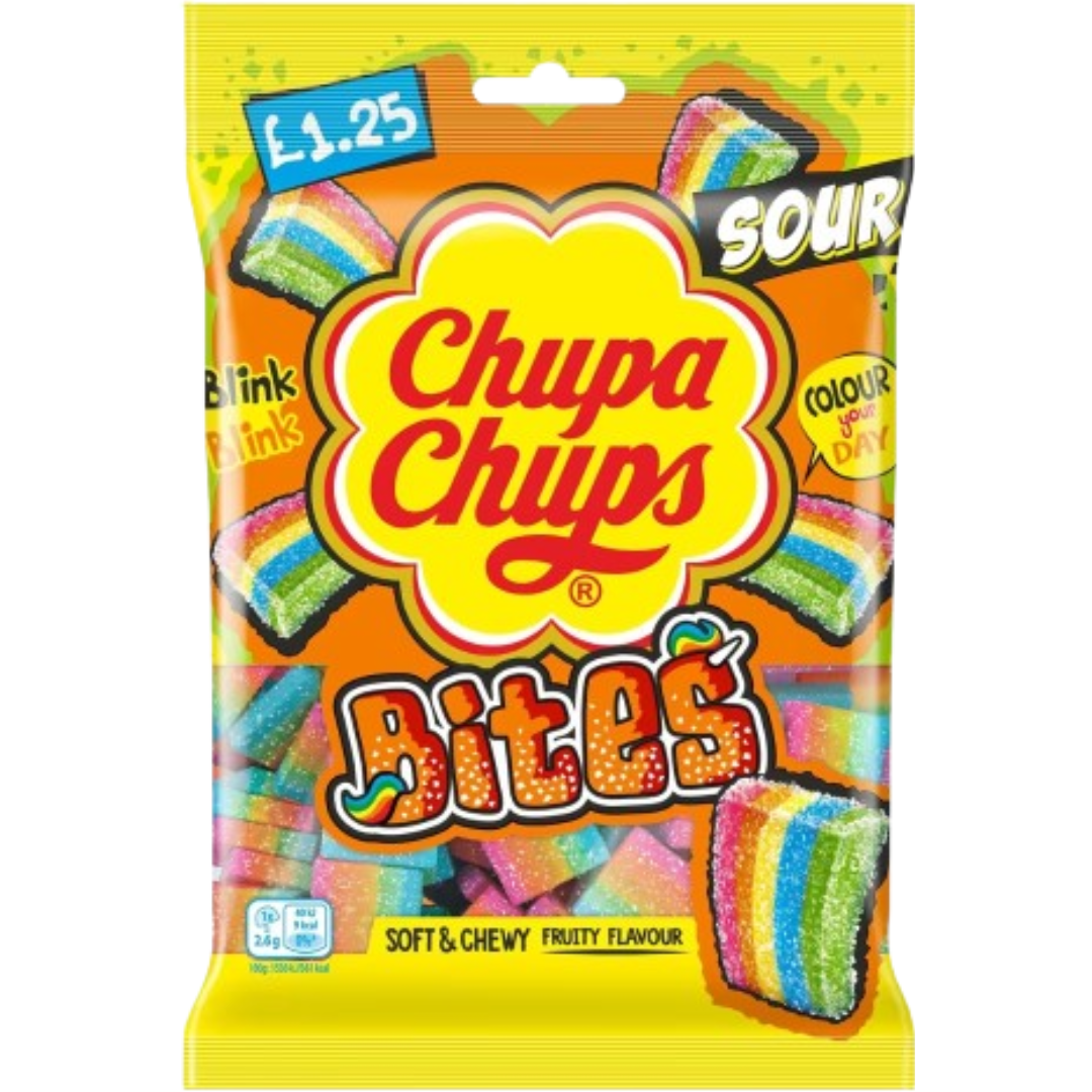 Chupa Chups Sour Mini Bites Bag Pre Priced British Peg Bag 12x120g Chupa Chups Sour Mini Bites Bag Pre Priced British Peg Bag 12x120g