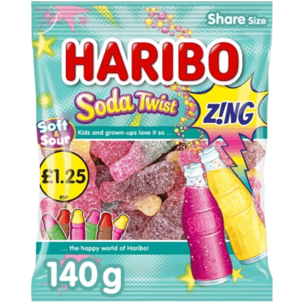 Haribo Soda Twist Zing Price Marked British 12x140g