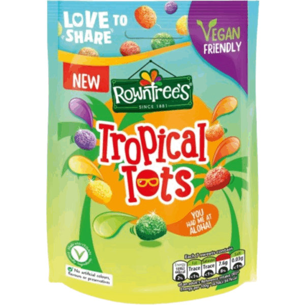 Rowntree's Tropical Tots Vegan Friendly Sweets Sharing Size British Peg Bag 10x140g