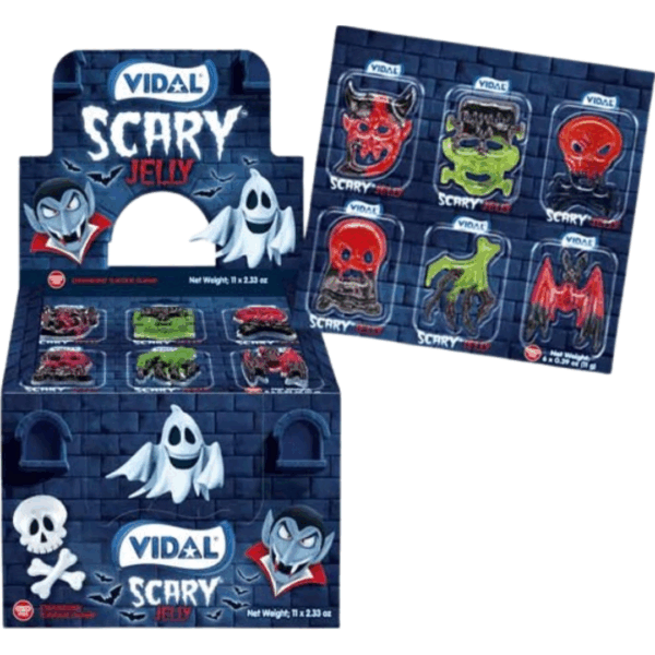 Vidal Halloween Scray Jelly Monster Mix Gummies Six Pack 11x2.33oz