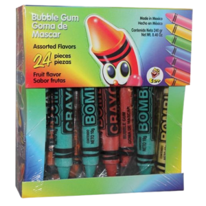 Bombi Crayon Bubble Gum Assorted Mexican 24