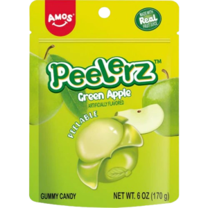 Amos Peelerz Gummy Green Apple Peg Bag 12x6oz