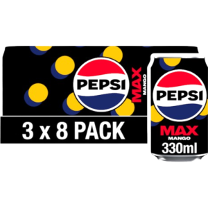 Pepsi Max Mango No Sugar Multipack British 24x330ml (Best Before August 2026)