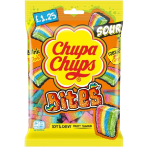 Chupa Chups Sour Mini Bites Bag Pre Priced British Peg Bag 12x120g