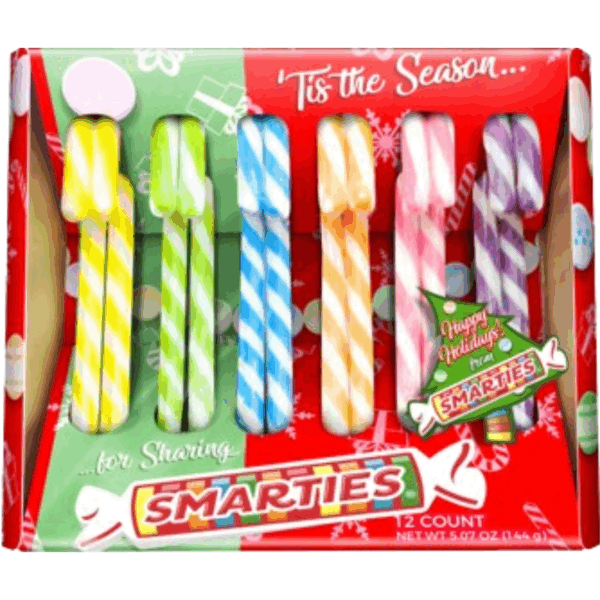Albert's Smarties Cradle Candy Canes Twelve Pack Christmas 24x5.07oz