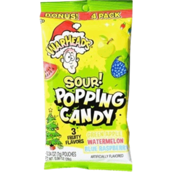 Hilco WarHeads XM Sour 4PK. Popping Candy Peg Bag 12x0.98oz