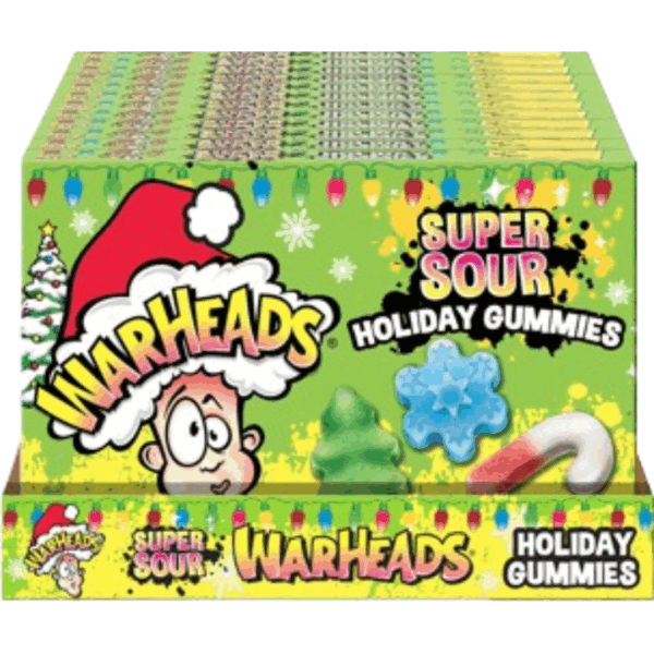 Warheads Sour Gummies! Assorted Holiday shapes with Three Sour Flavors 12x3oz