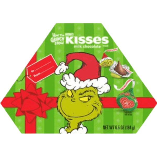 Hershey's Milk Chocolate Kisses With Grinch Foils Gift Box, Christmas 6x6.5oz